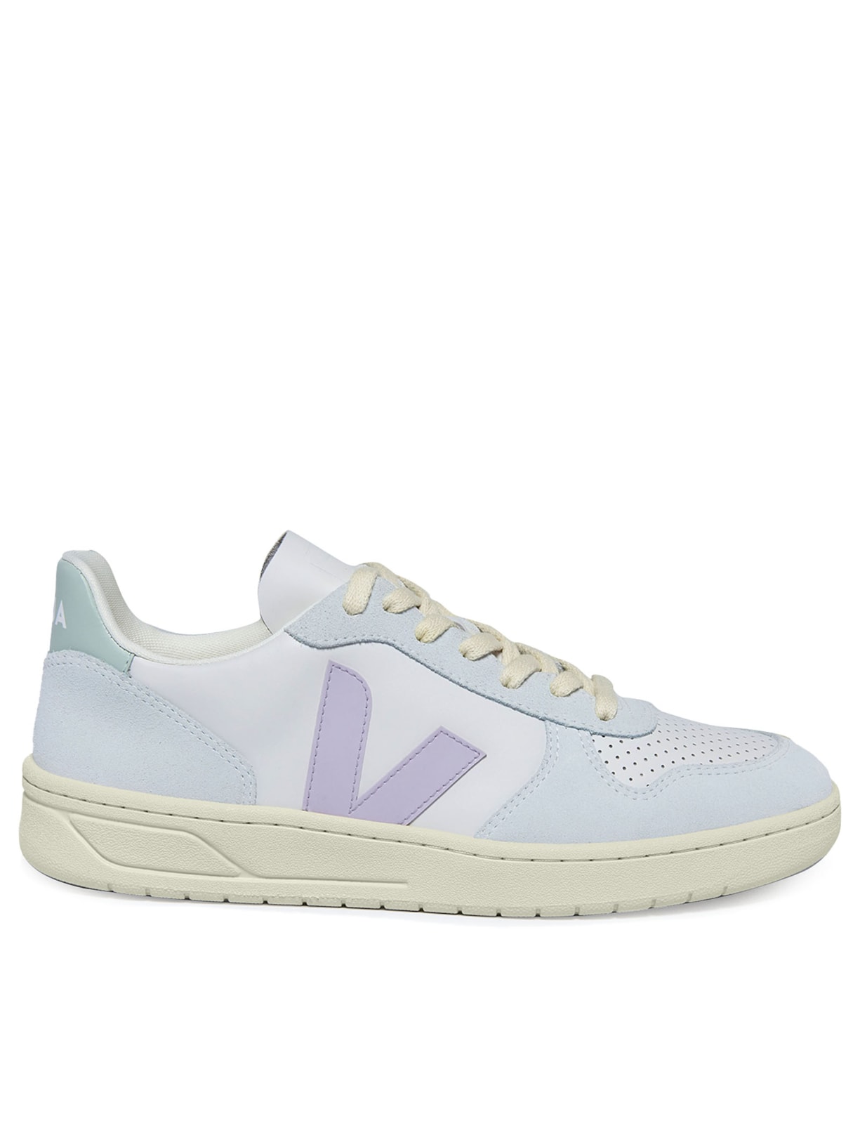 Tênis Feminino V-10 Leath Gravel Menthol Parme Azul Veja