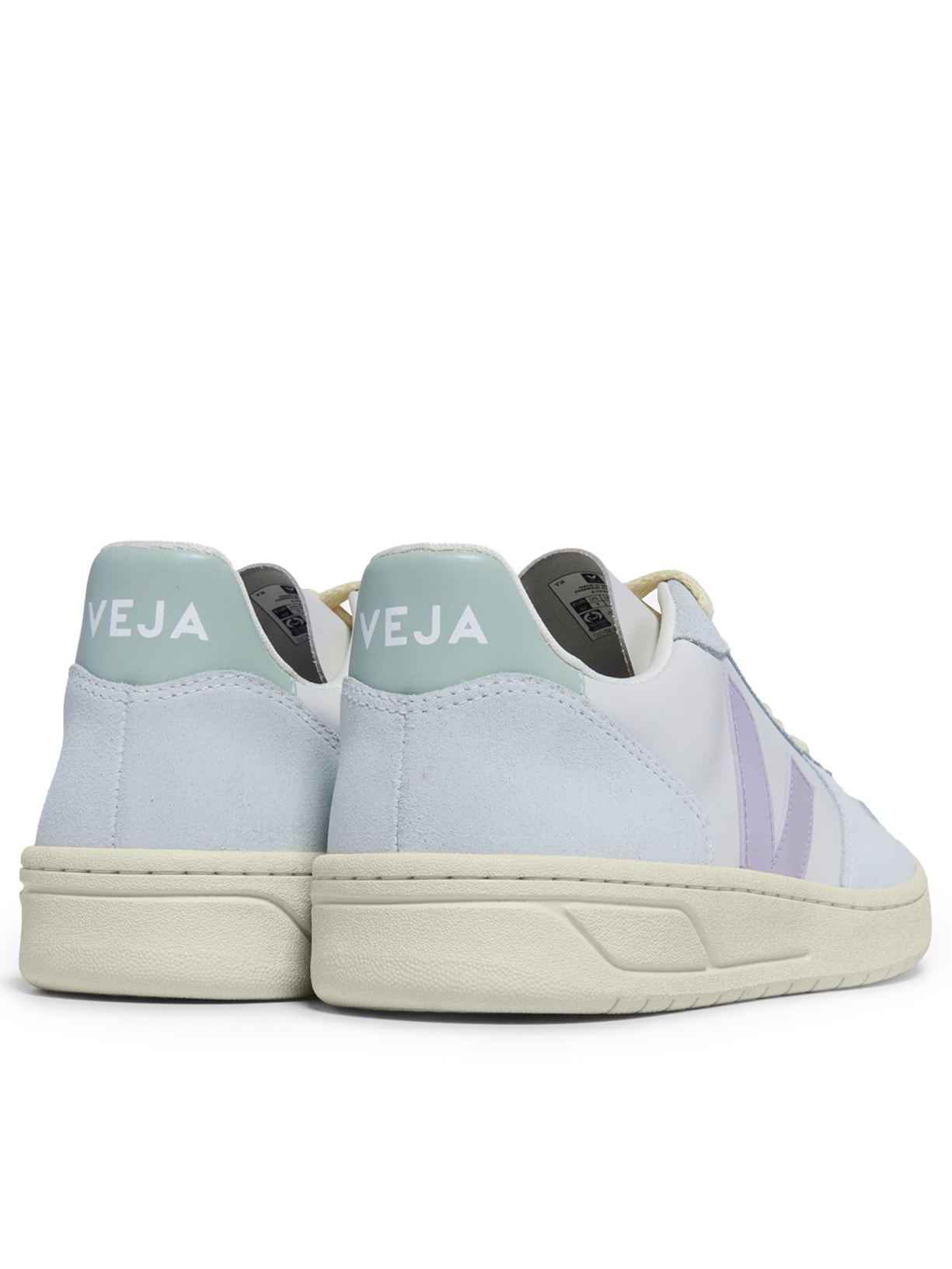 Tênis Feminino V-10 Leath Gravel Menthol Parme Azul Veja