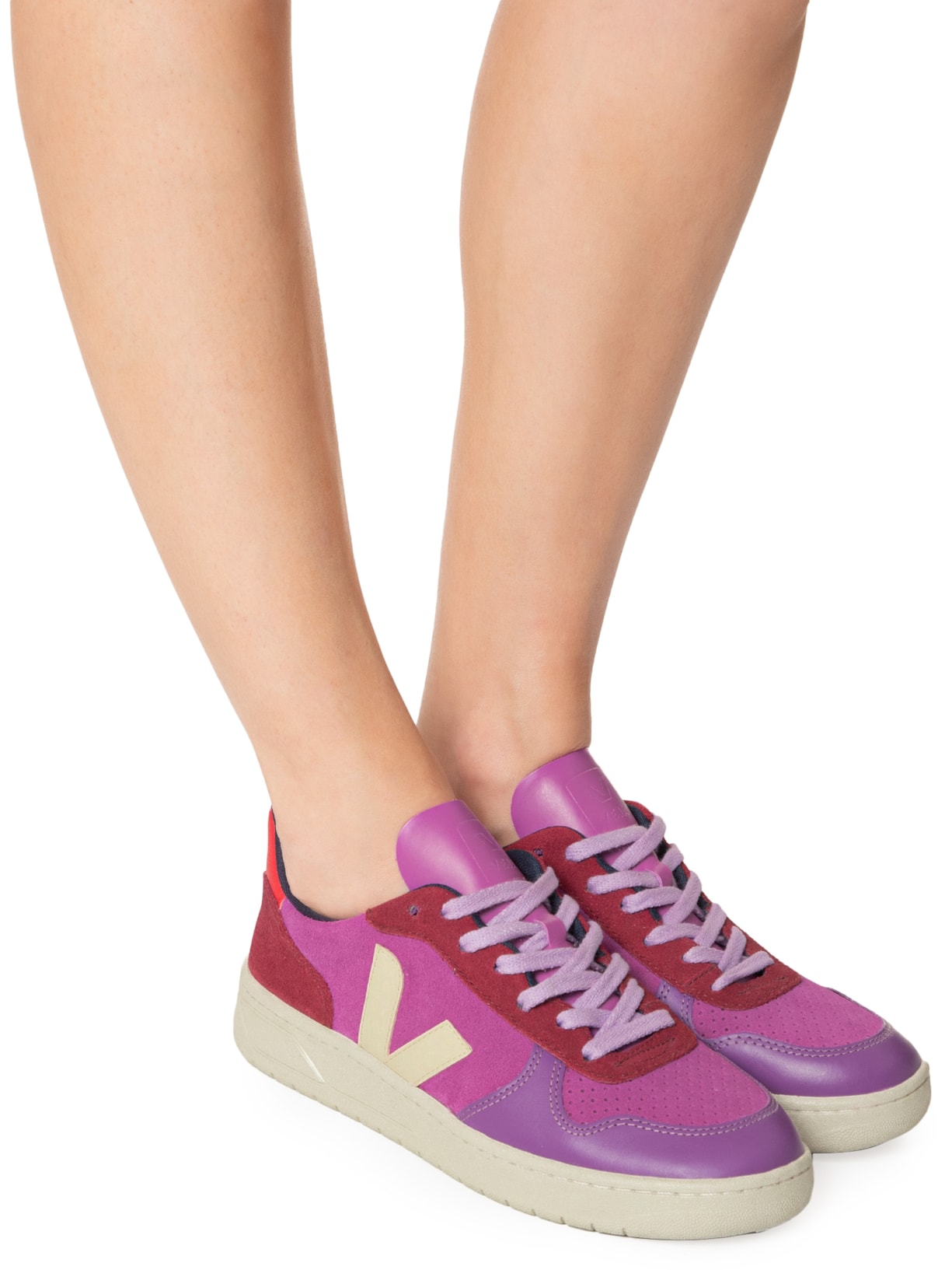 Tênis Feminino V-10 Suede Multico Ultraviolet Calcaire Rosa Veja