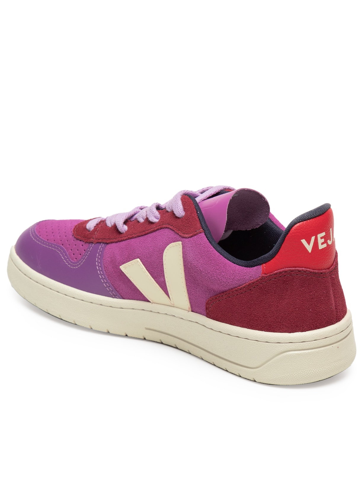 Tênis Feminino V-10 Suede Multico Ultraviolet Calcaire Rosa Veja