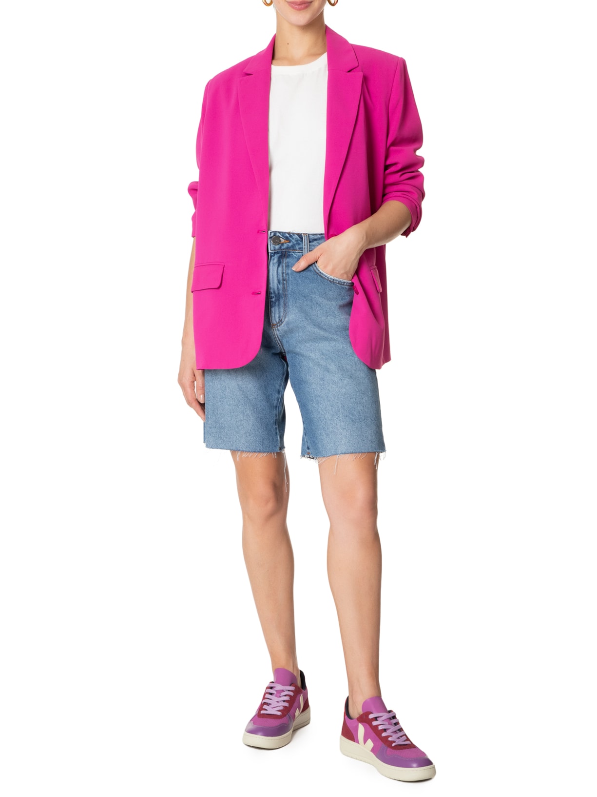 Tênis Feminino V-10 Suede Multico Ultraviolet Calcaire Veja Rosa