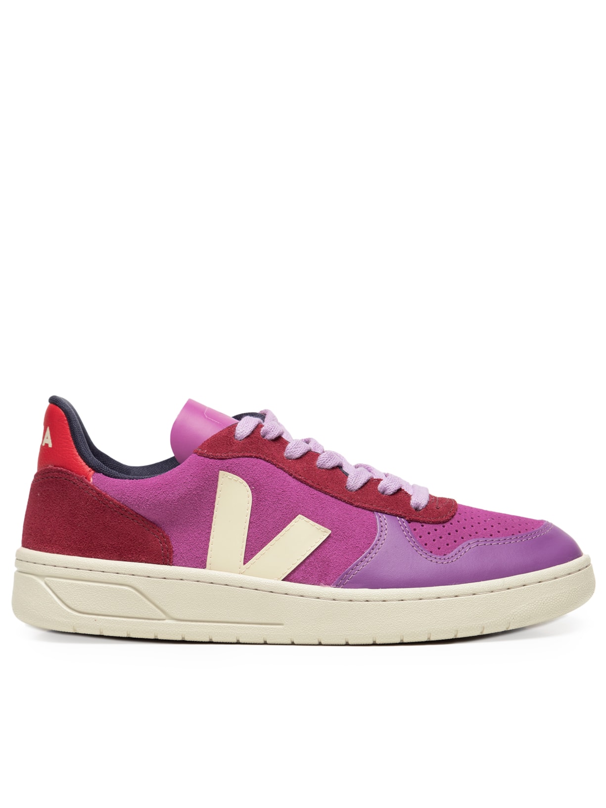 Tênis Feminino V-10 Suede Multico Ultraviolet Calcaire Rosa Veja