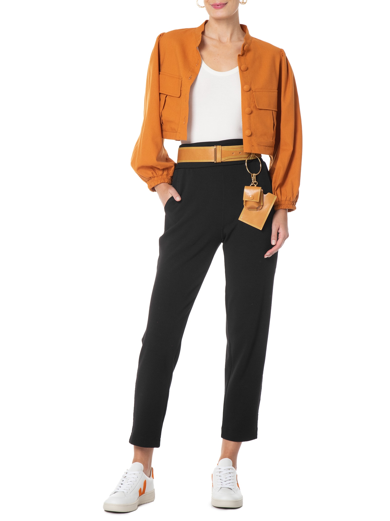 Tênis Feminino V-12 Couro Extra White Pumpkin - Vert Shoes - Branco