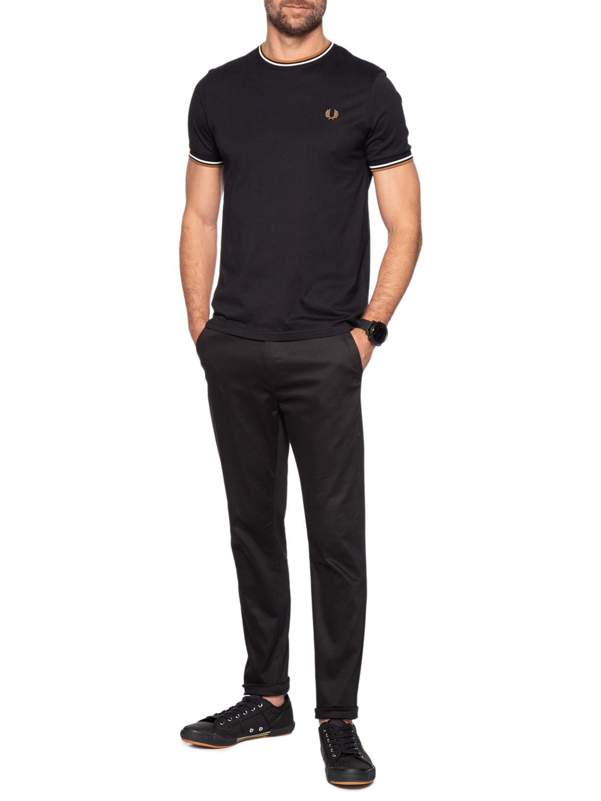 Tênis Masculino B708 Vintage Tennis Canvas Preto Fred Perry