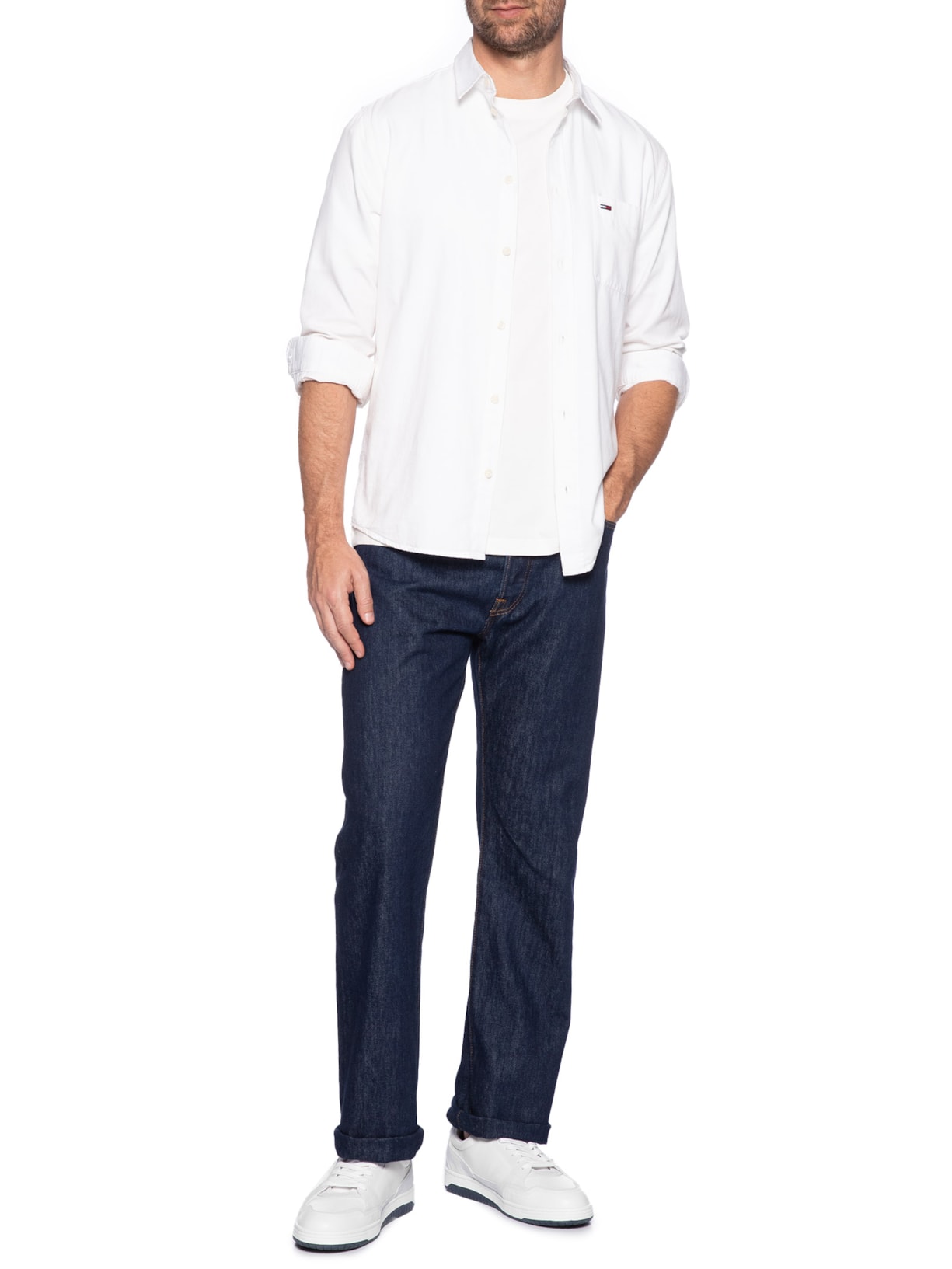 Tênis Masculino Basket 2C Mix Suede LTH Branco Tommy Hilfiger