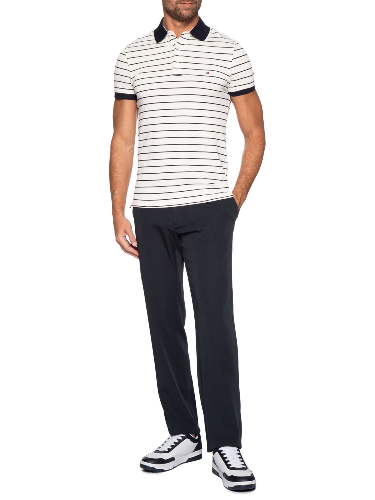 Tênis Masculino Basket Core Lite Lth Block Azul Tommy Hilfiger