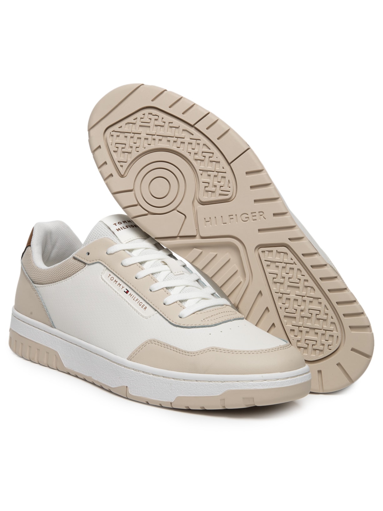 Tênis Masculino Basket Core Lite Lth Block Bege Tommy Hilfiger