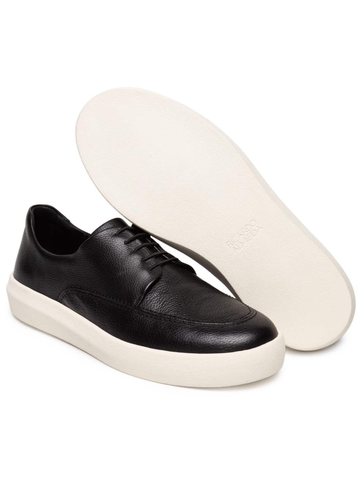 Tênis Masculino Casual Com Recorte Couro Floater Preto Ricardo Almeida