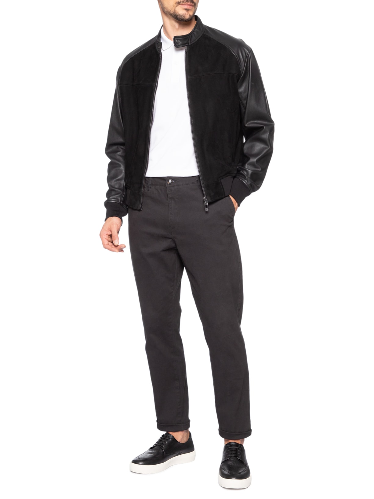 Tênis Masculino Casual Com Recorte Couro Floater Preto Ricardo Almeida