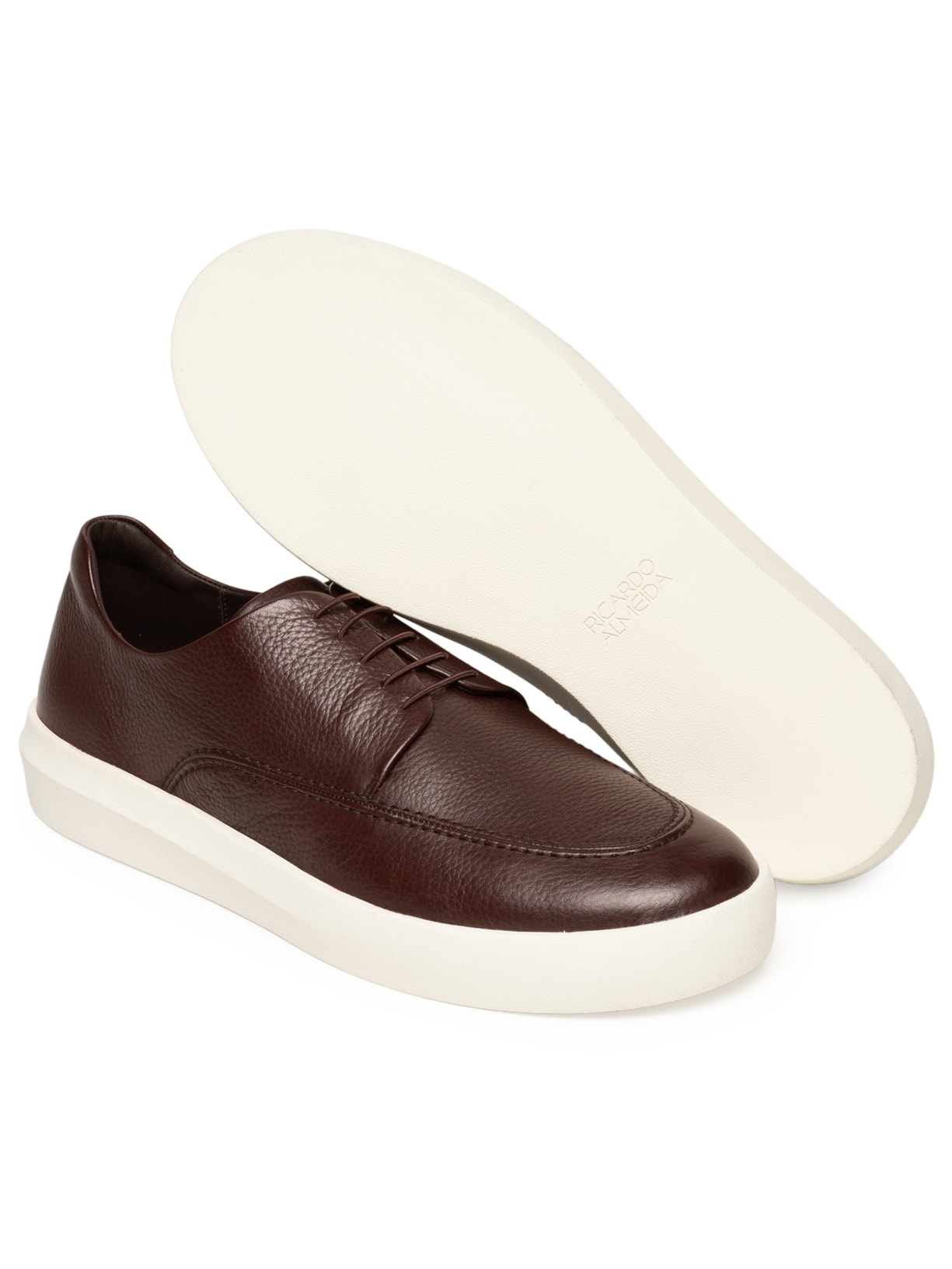 Tênis Masculino Casual Com Recorte Em Couro Floater Marrom Ricardo Almeida