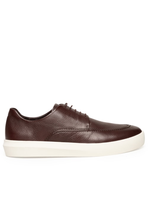 Tênis Masculino Casual Com Recorte Em Couro Floater - Marrom