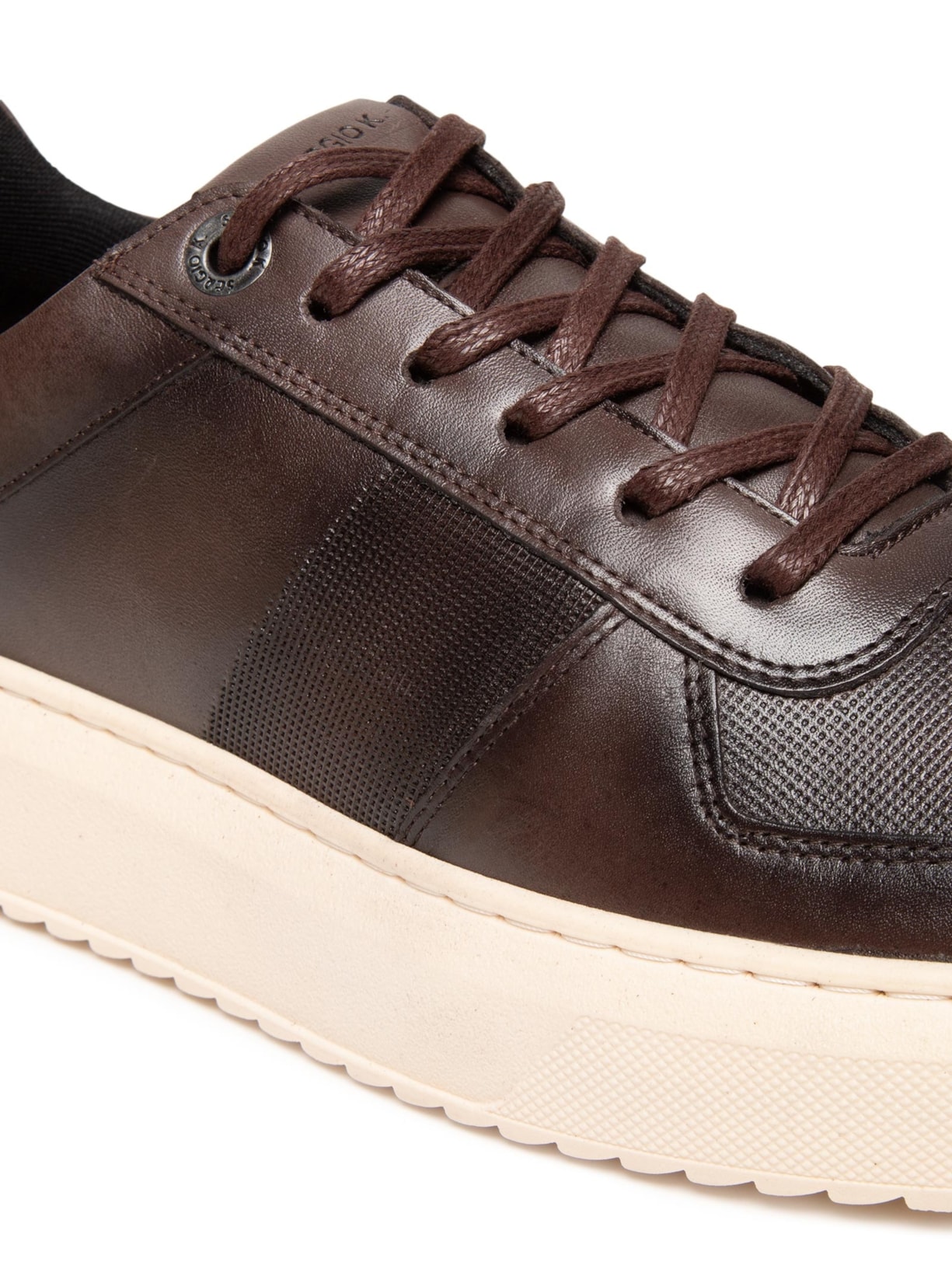 Tênis Masculino Casual Couro Box Faixa Lateral Marrom Sergio K