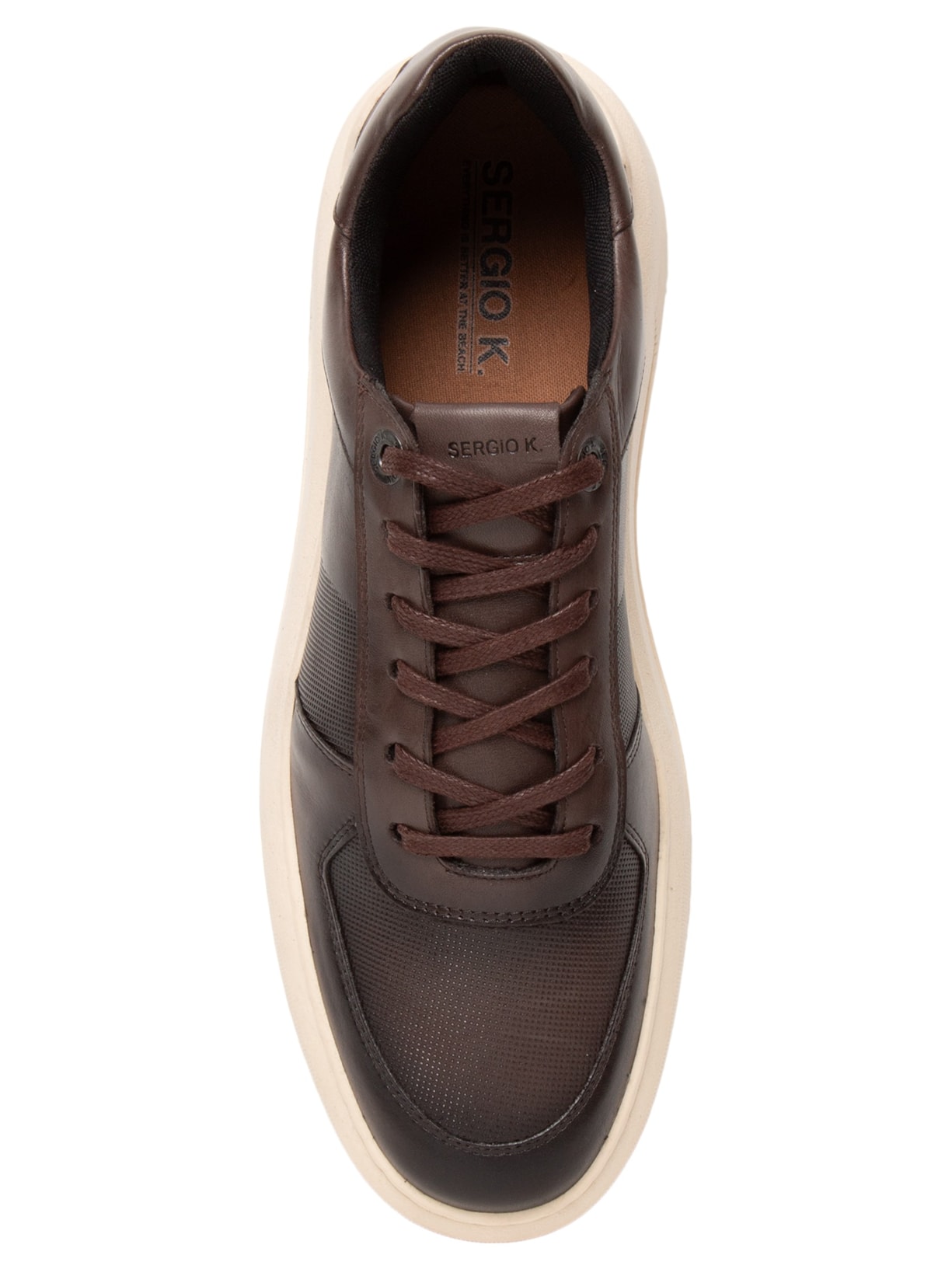 Tênis Masculino Casual Couro Box Faixa Lateral Marrom Sergio K