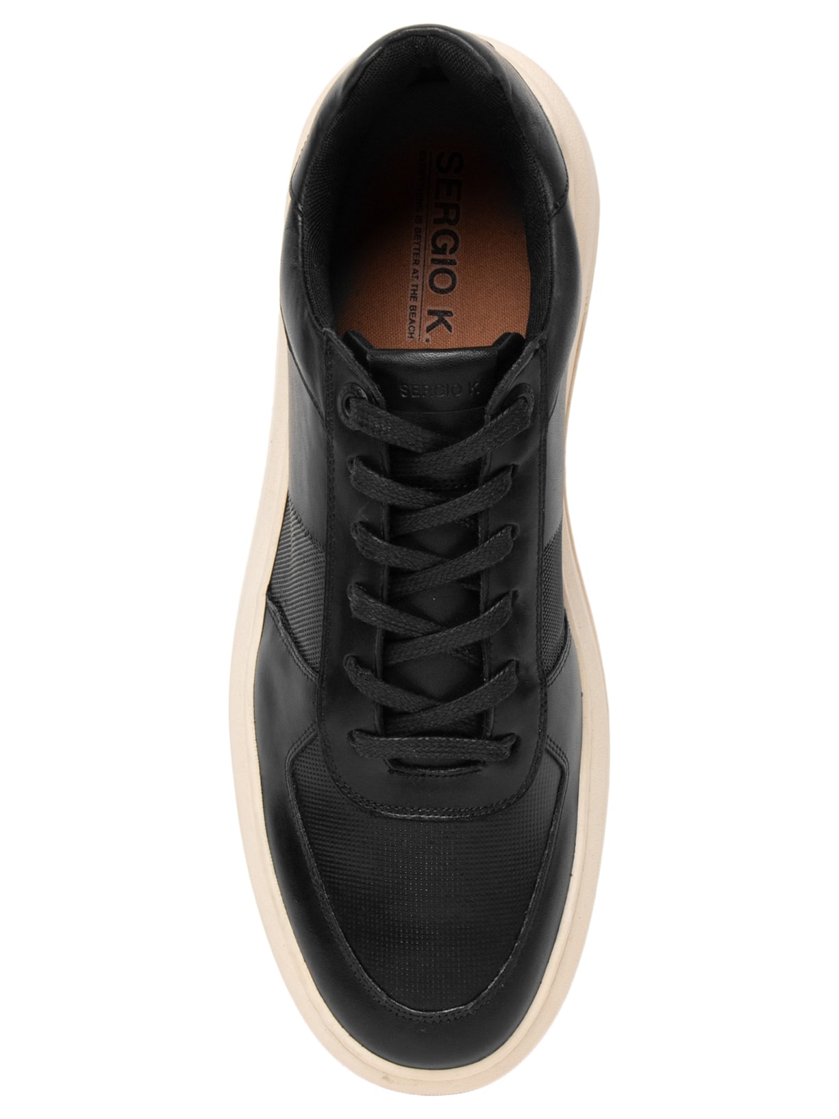 Tênis Masculino Casual Couro Box Faixa Lateral Preto Sergio K