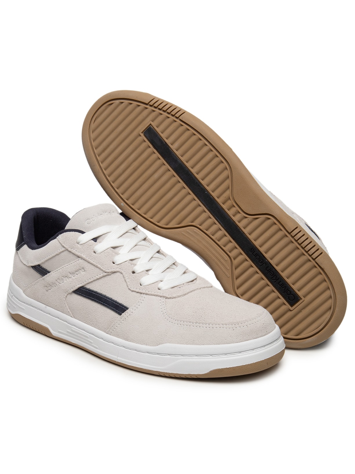 Tênis Masculino Casual Court Camurça Layers Branco Calvin Klein Jeans