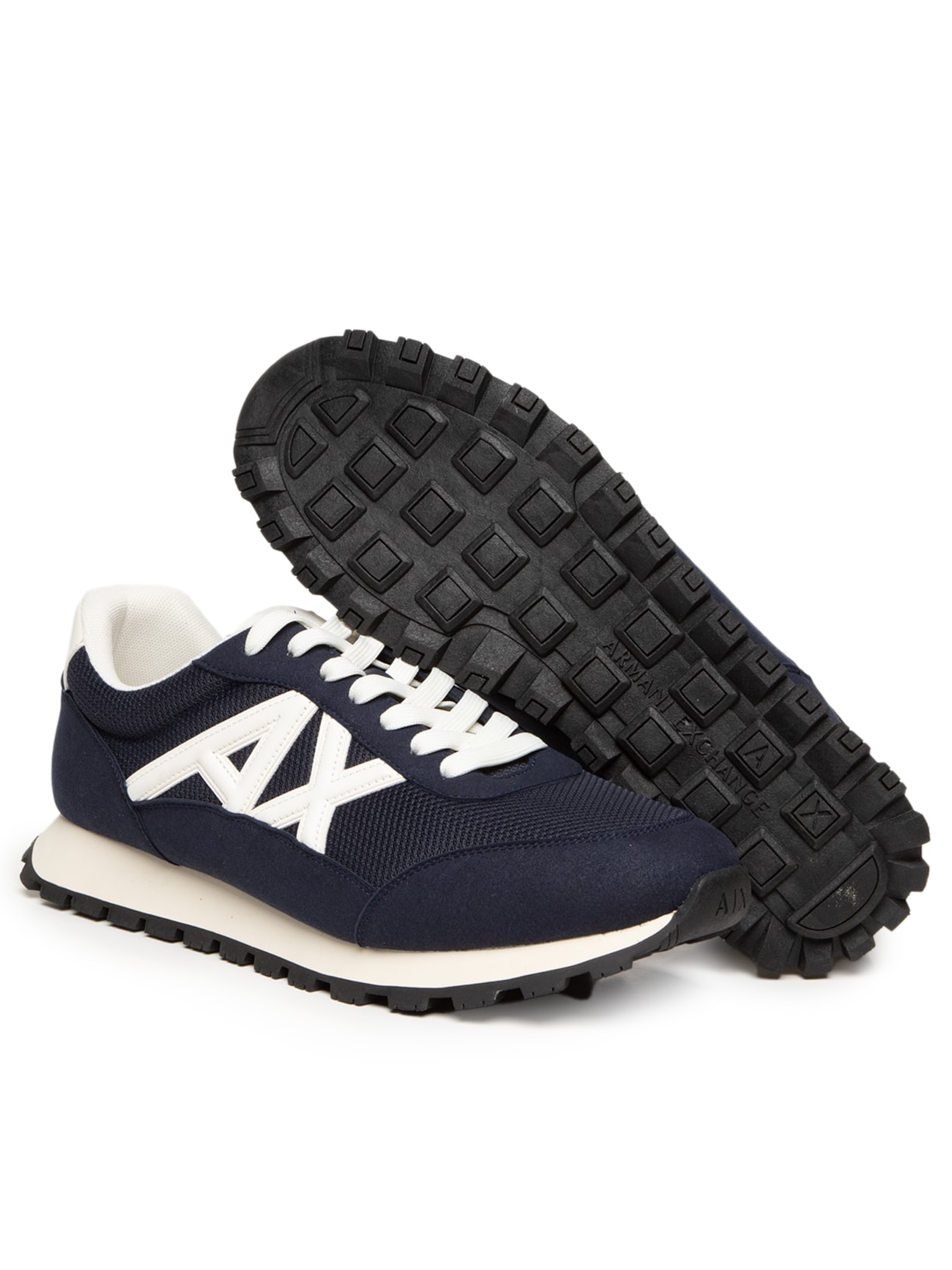 Tênis Masculino Casual De Couro Drop Microsuede Azul Armani Exchange