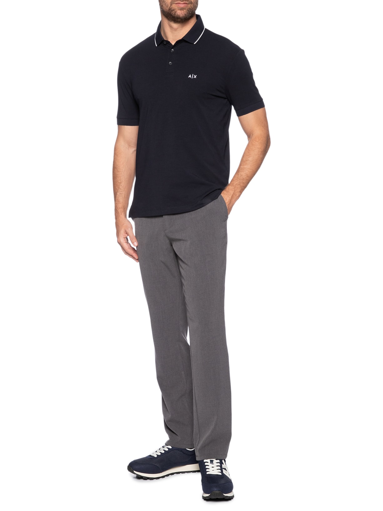 Tênis Masculino Casual De Couro Drop Microsuede Azul Armani Exchange