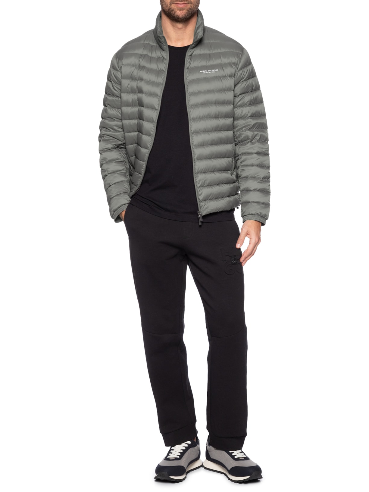 Tênis Masculino Casual De Couro Drop Microsuede Verde Armani Exchange