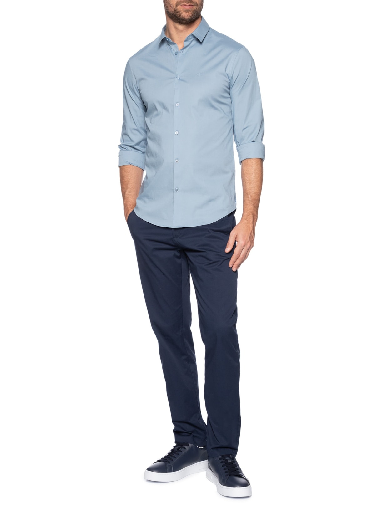 Tênis Masculino Casual De Couro London Action Leather Azul Armani Exchange