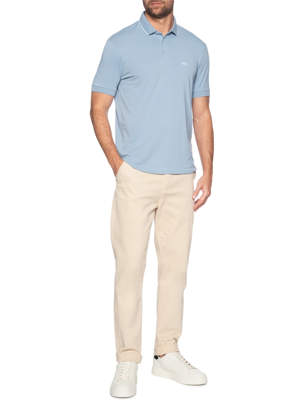 Tênis Masculino Casual De Couro London Action Leather Branco Armani Exchange
