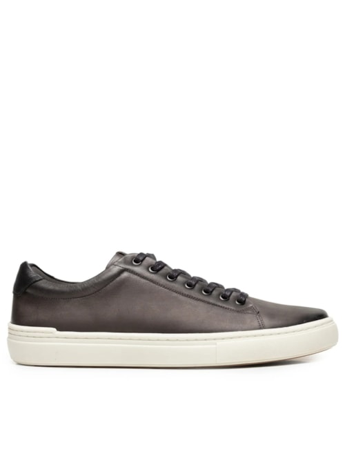 Tênis Masculino Casual Em Couro - Cinza