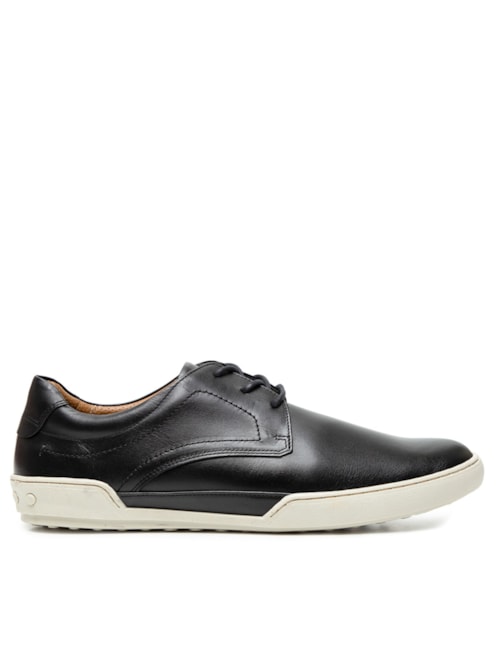 Tênis Masculino Casual Em Couro - Preto