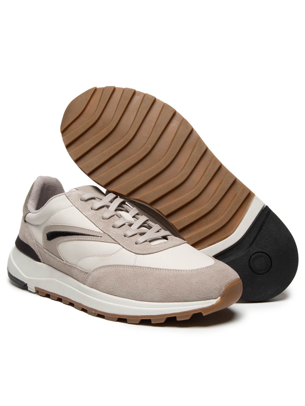 Tênis Masculino Casual Esporte em Camurça Bege Basiq Men