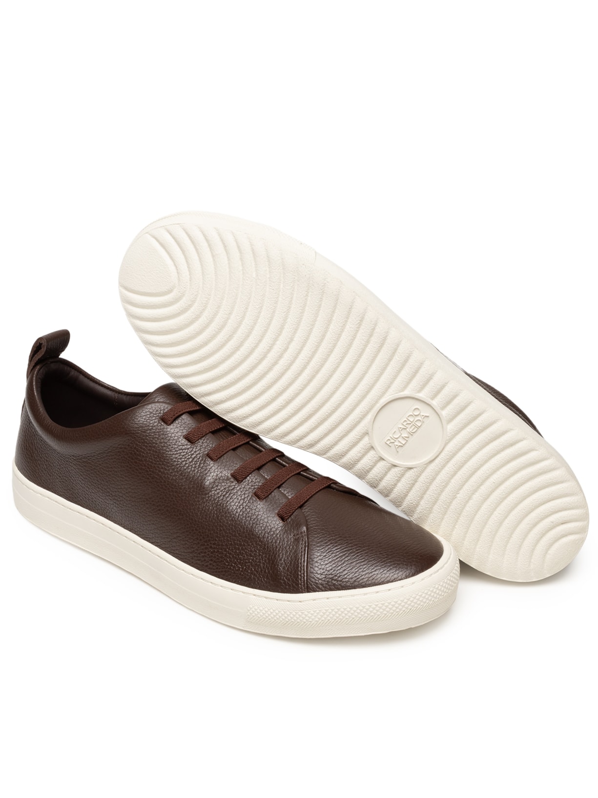 Tênis Masculino Casual Liso Em Couro Floater Marrom Ricardo Almeida