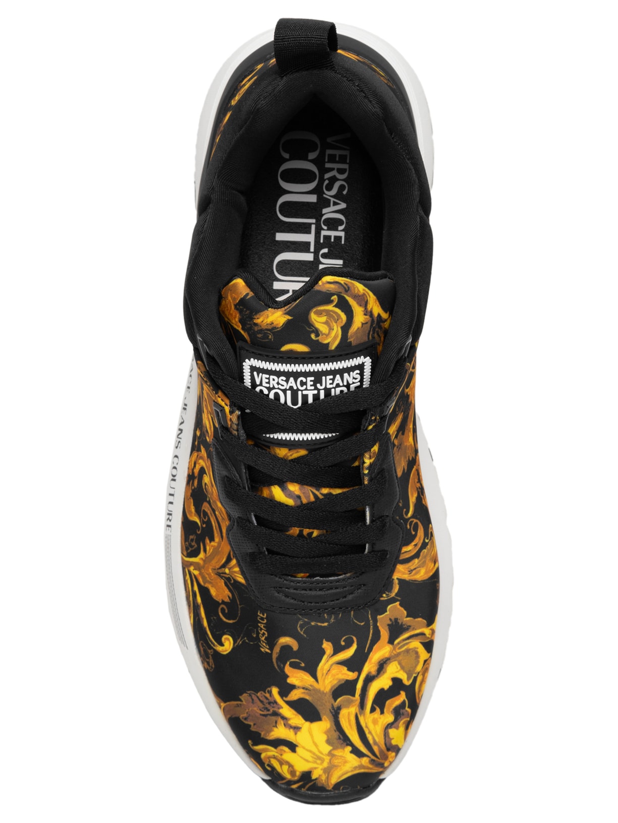 Tênis Masculino Casual Printed Barocco Logo Preto Versace Jeans Couture