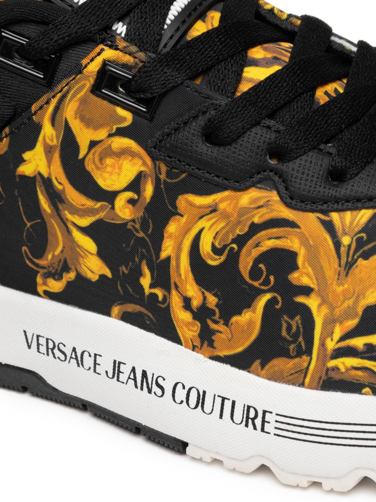 Tênis Masculino Casual Printed Barocco Logo Preto Versace Jeans Couture