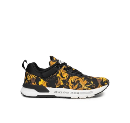 Tênis Masculino Casual Printed Barocco Logo - Preto