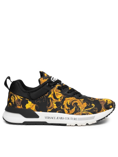 Tênis Masculino Casual Printed Barocco Logo - Preto