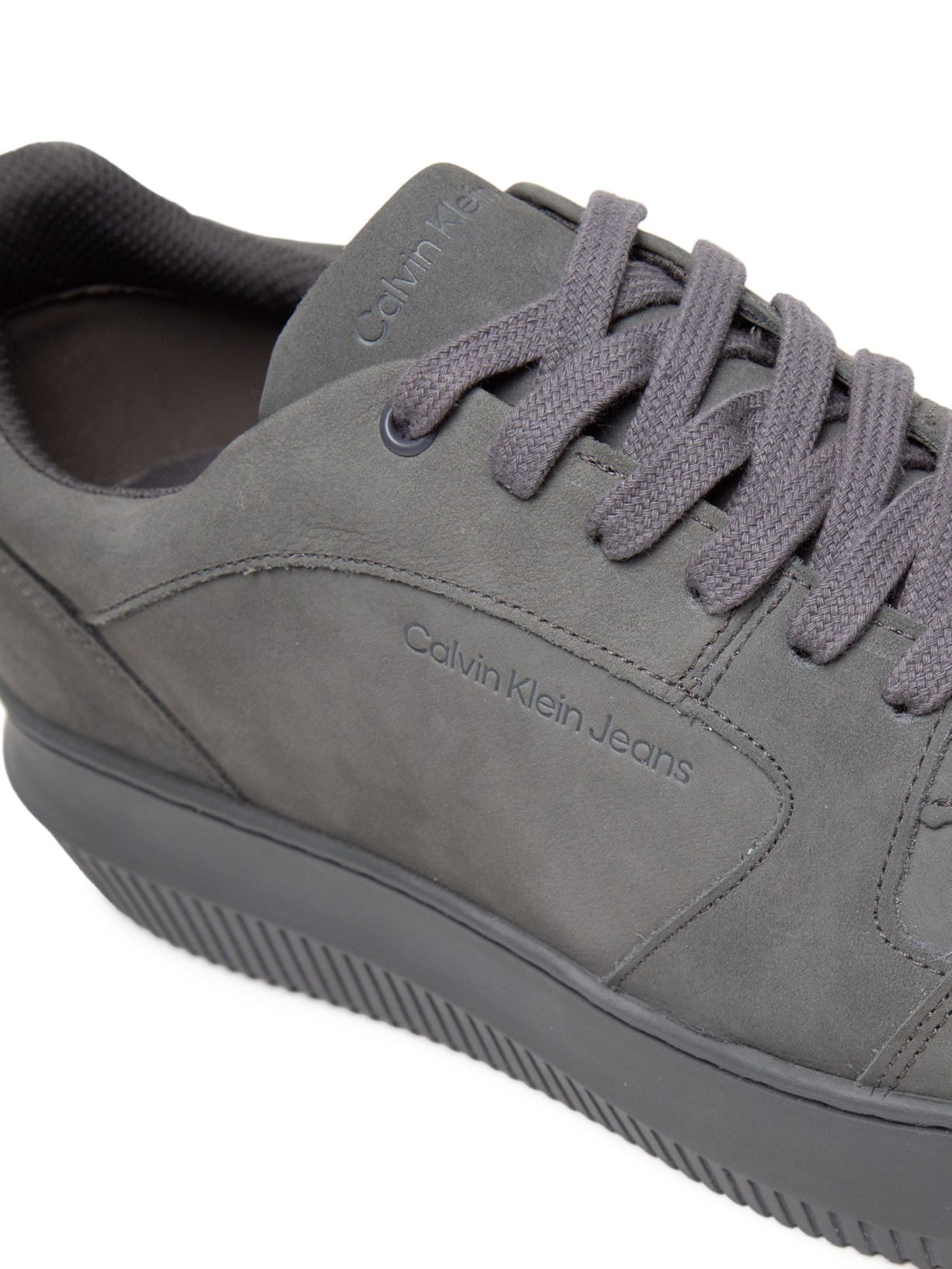 Cano Baixo Sapatênis Couro Calvin Klein Recortes Preto Calvin