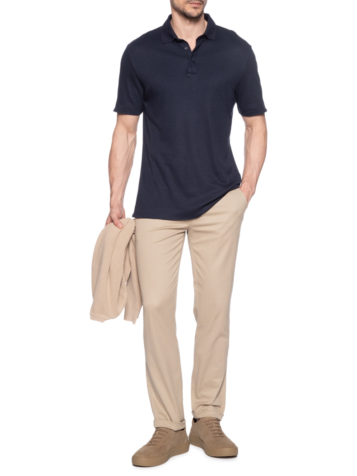 Tênis Masculino Costura Lateral Vinco Bege Ricardo Almeida