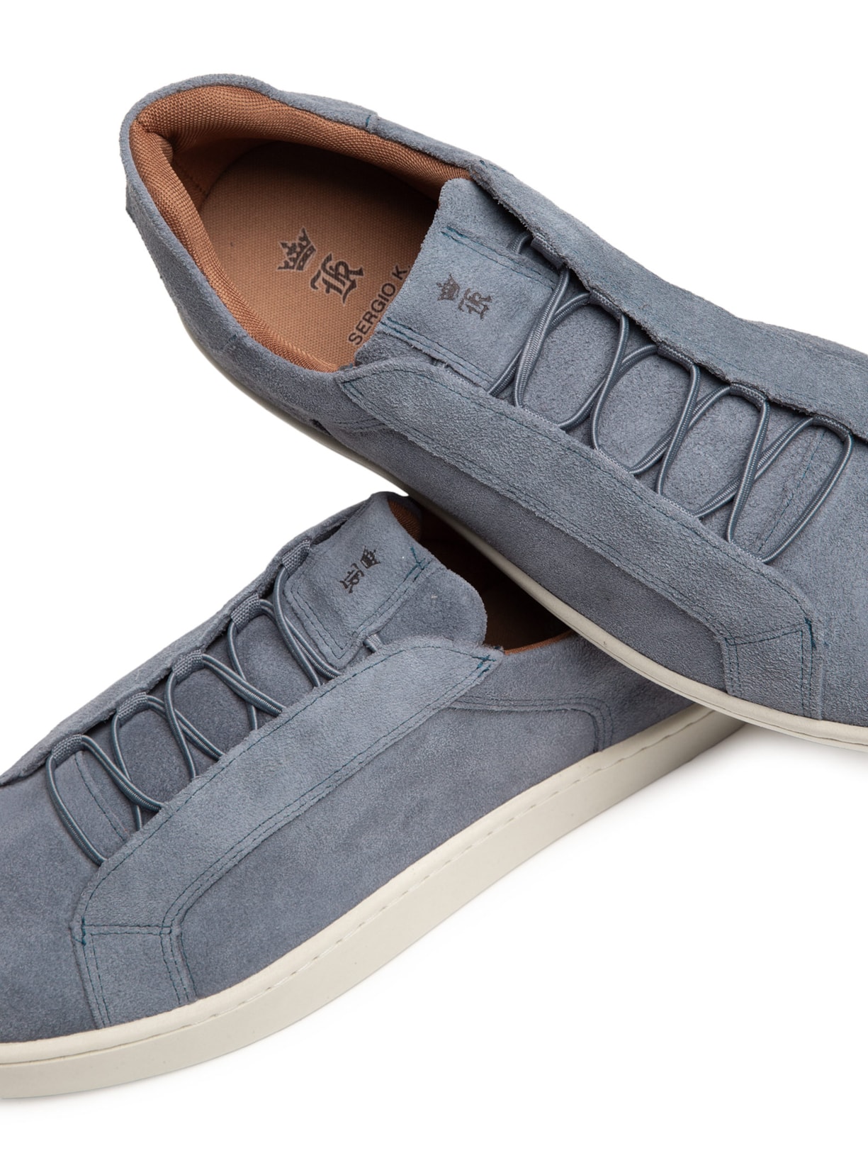 Tênis Masculino Couro Camurça Elástico Azul Sergio K