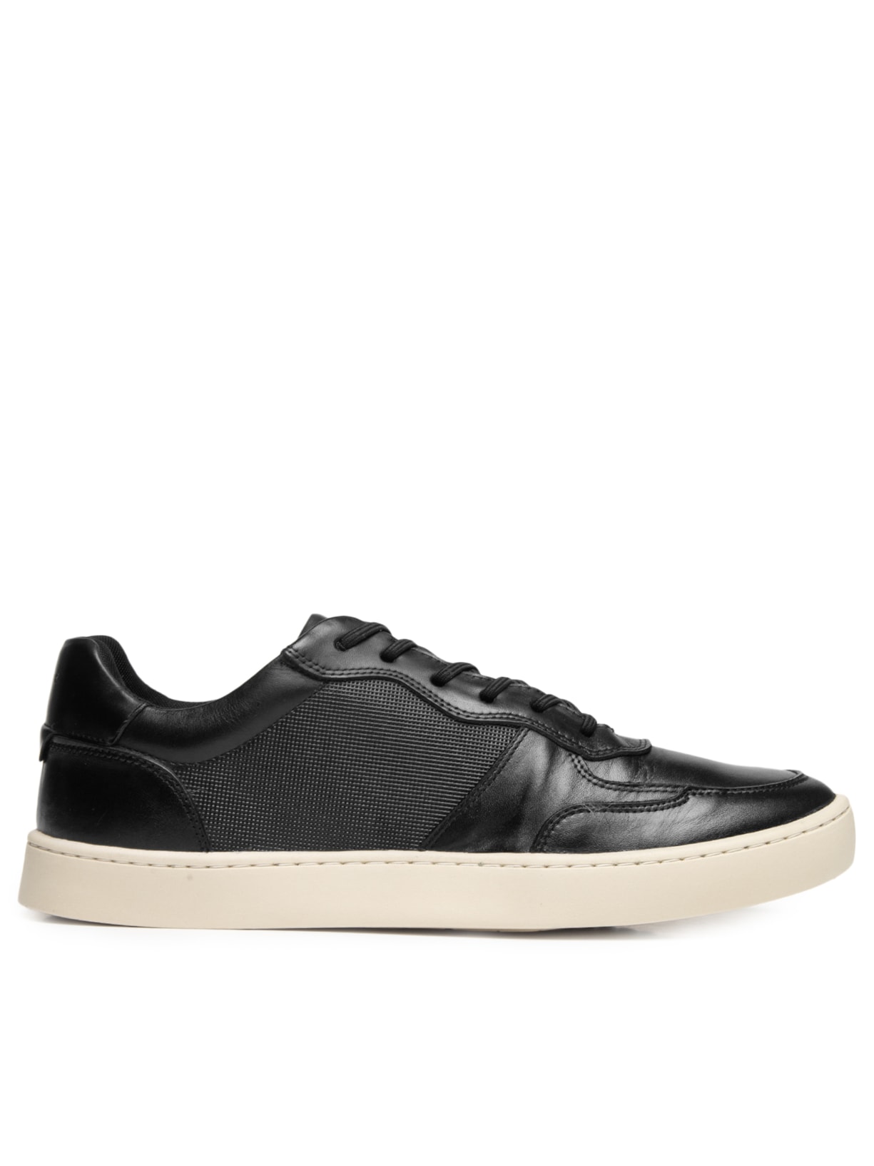 Tênis Masculino Couro Recortes Fly Preto Sergio K