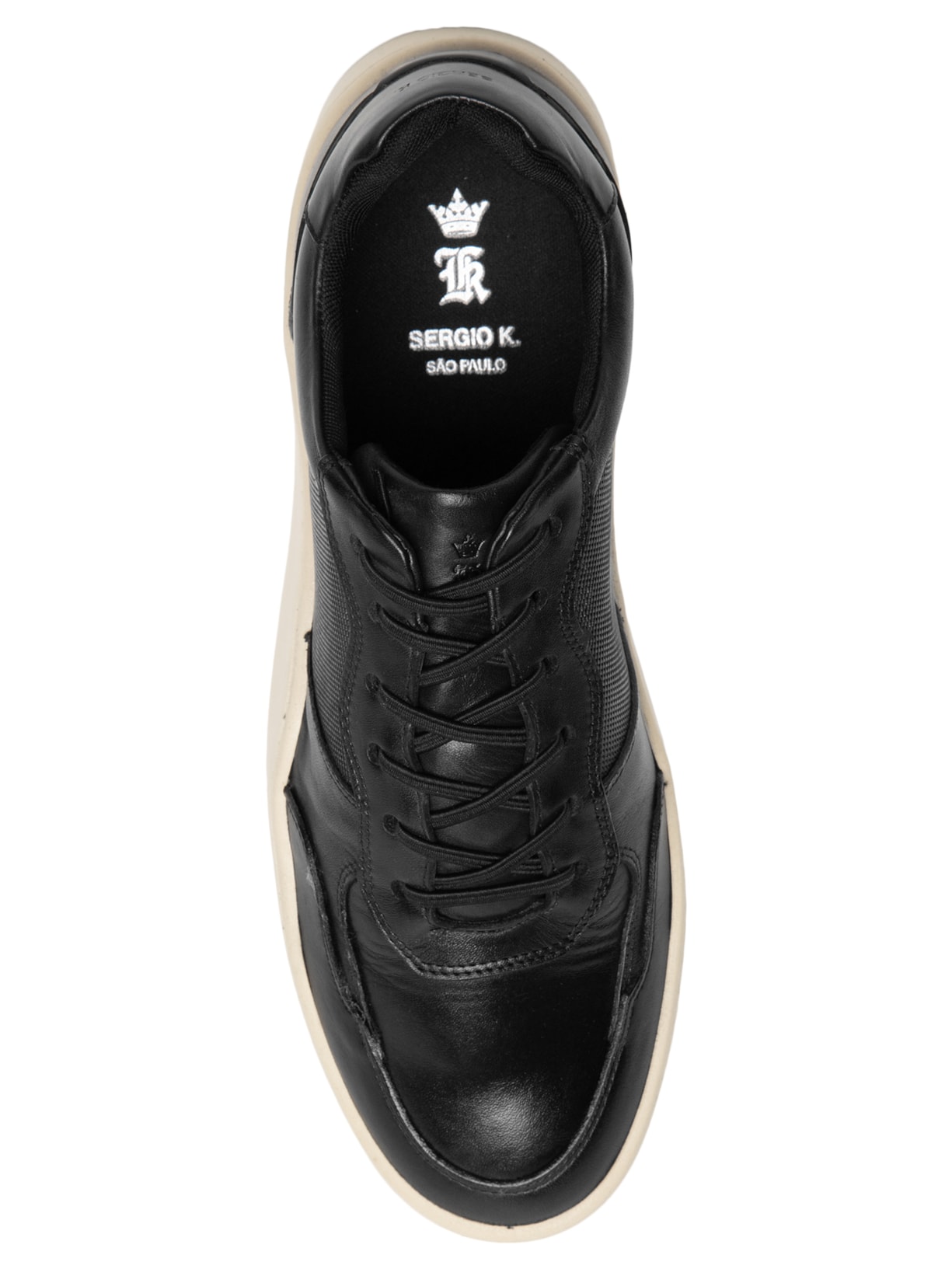 Tênis Masculino Couro Recortes Fly Preto Sergio K