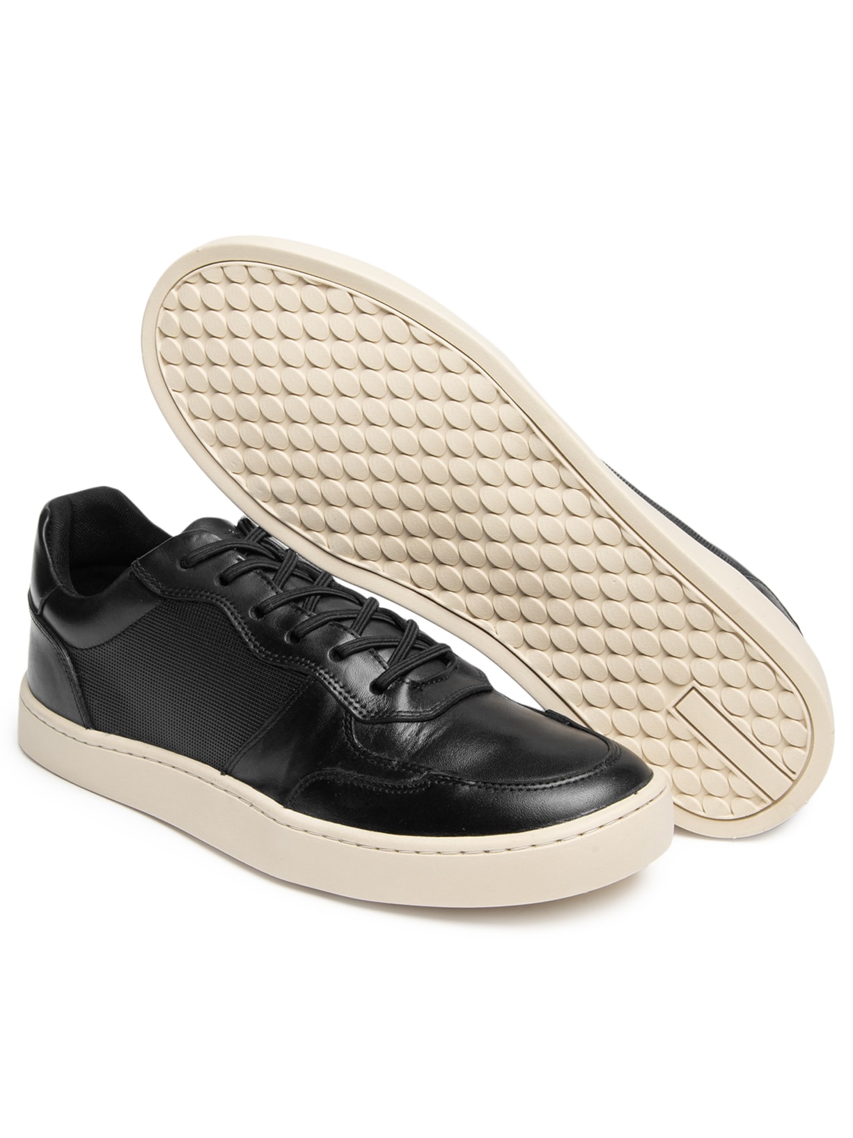 Tênis Masculino Couro Recortes Fly Preto Sergio K