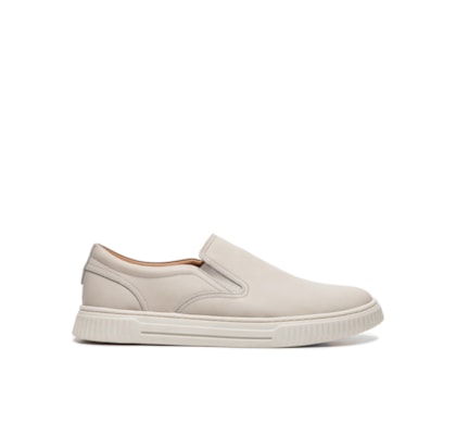 Tênis Masculino Couro Slip On - Cinza