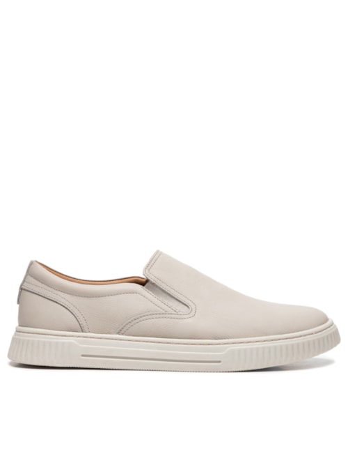 Tênis Masculino Couro Slip On - Cinza