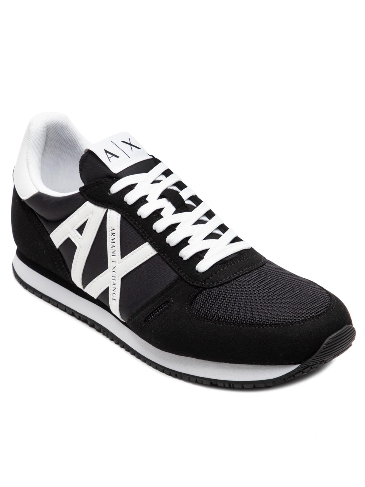 Tênis Masculino de Couro Logo Lateral Preto Armani Exchange