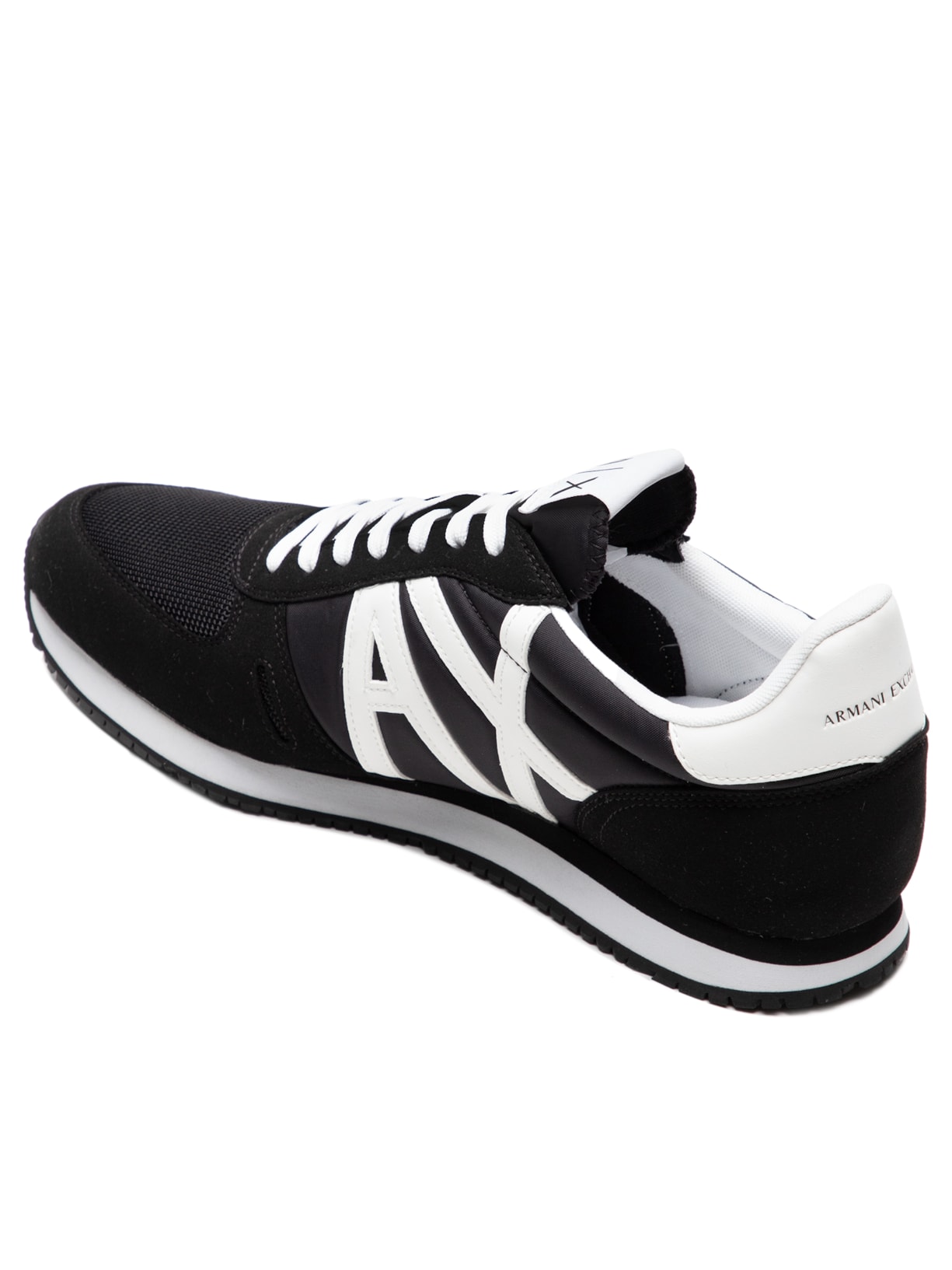 Tênis Masculino de Couro Logo Lateral Preto Armani Exchange