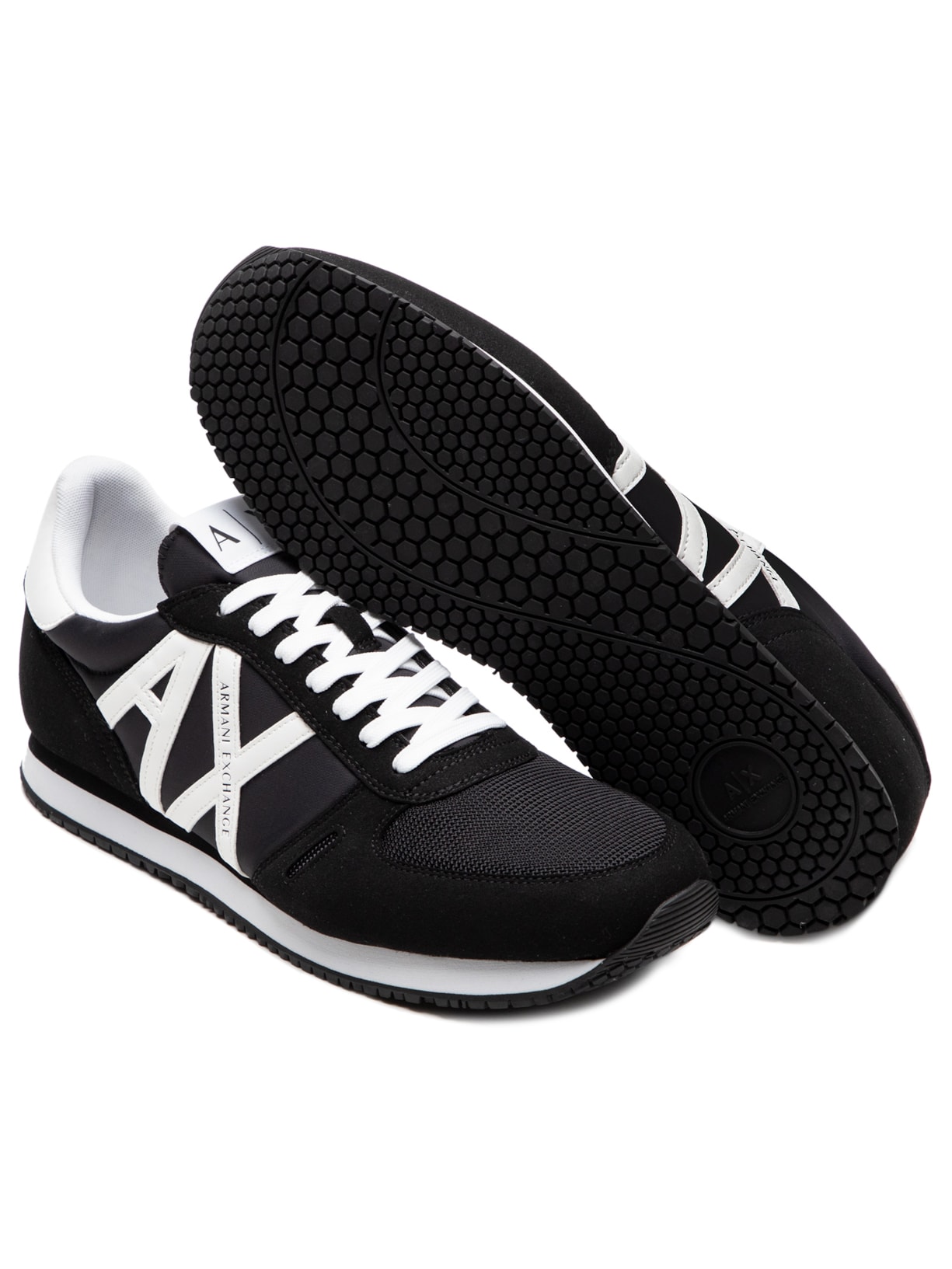 Tênis Masculino de Couro Logo Lateral Preto Armani Exchange