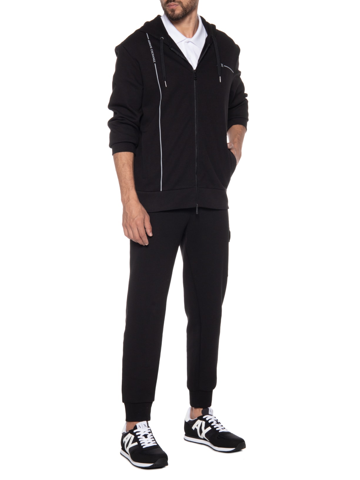 Tênis Masculino de Couro Logo Lateral Preto Armani Exchange