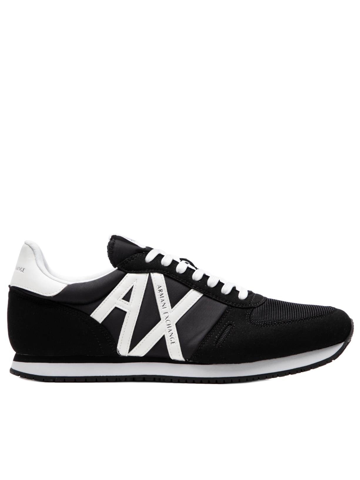 Tênis Masculino de Couro Logo Lateral Preto Armani Exchange