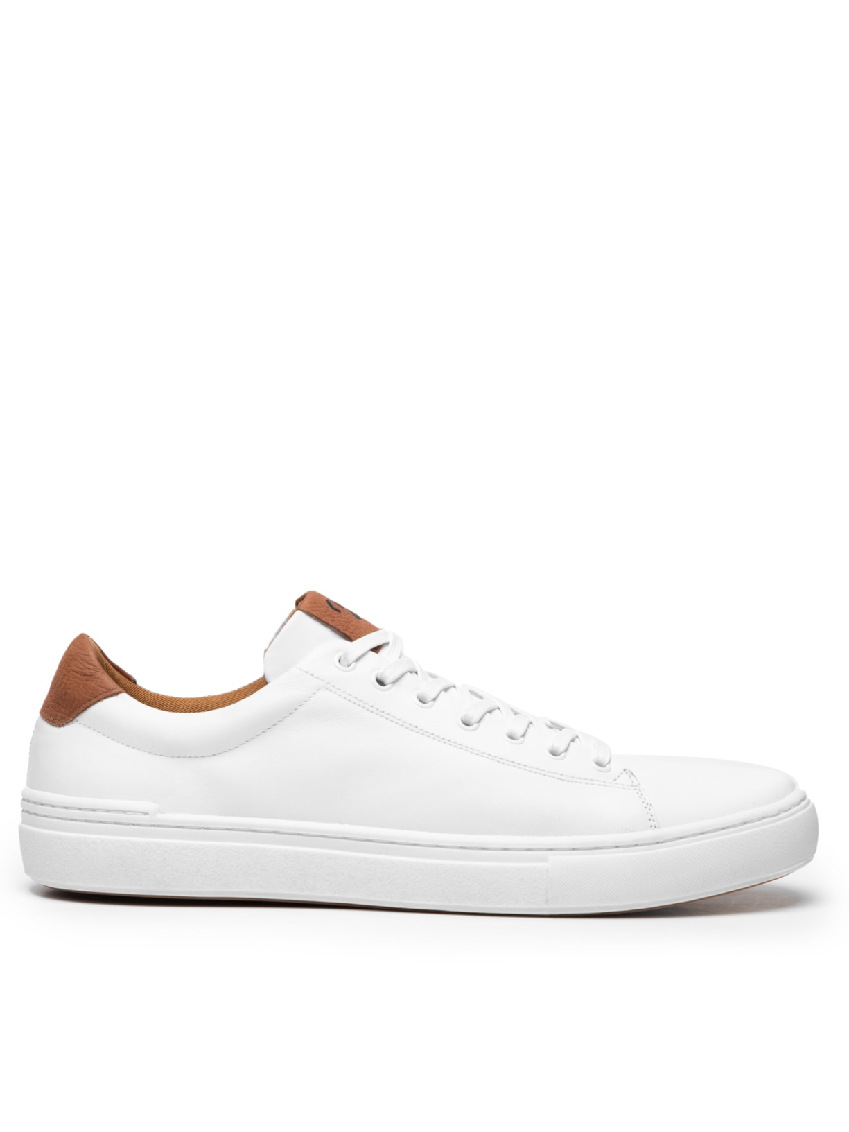 Tênis Masculino Em Couro Com Detalhe - Branco