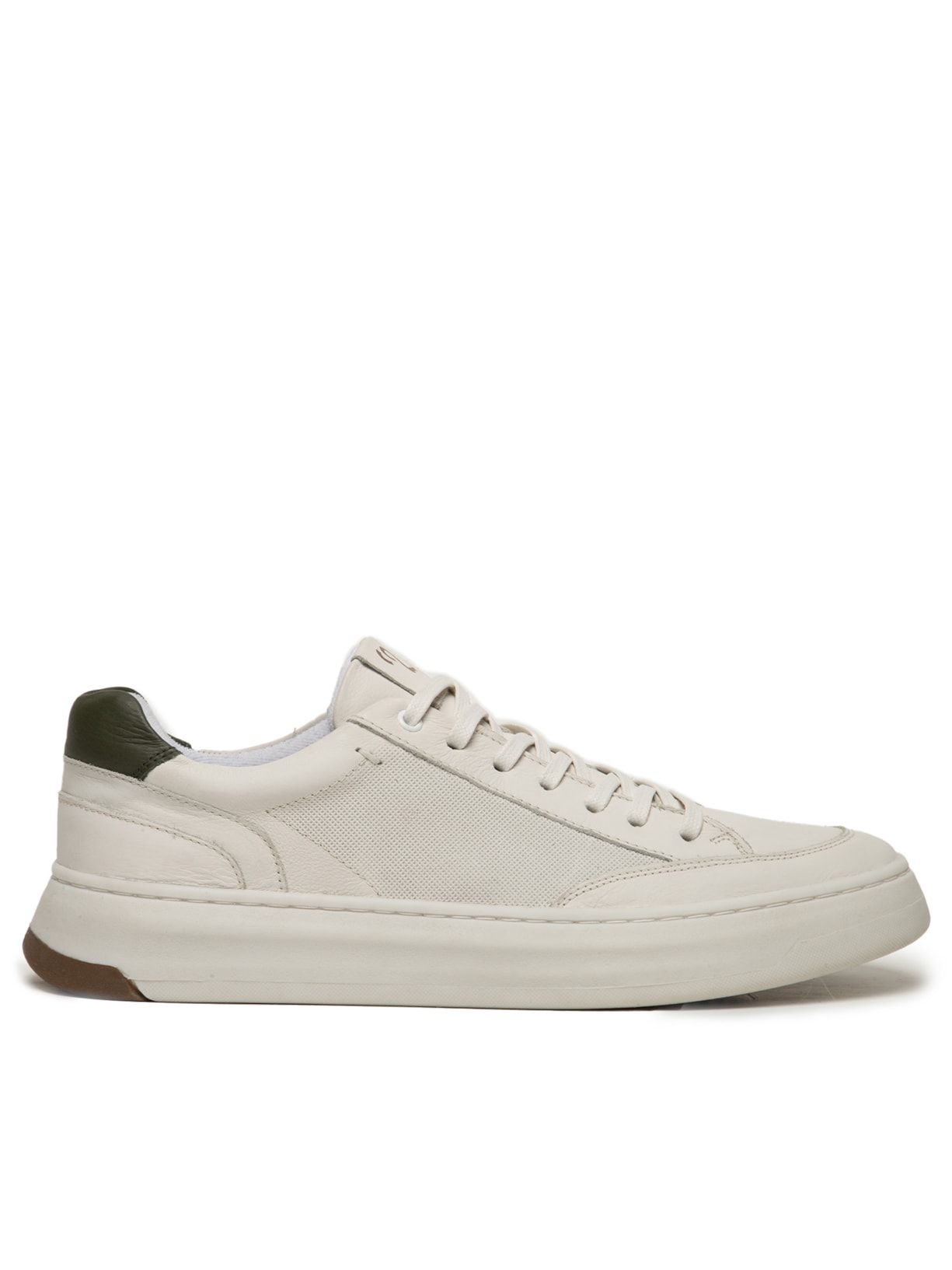 Tênis Masculino Em Couro Com Detalhes - Off White