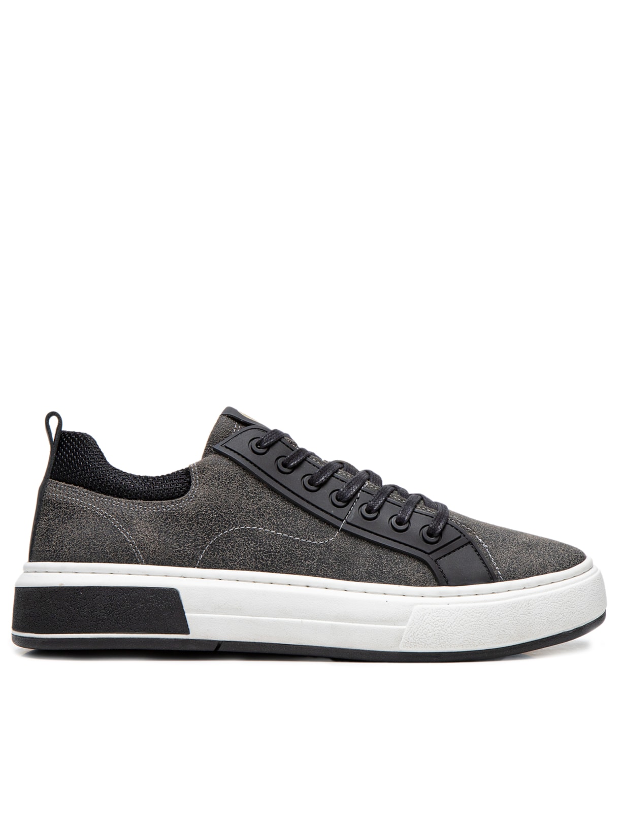 Tênis Masculino Estonado Casual Em Couro - Preto