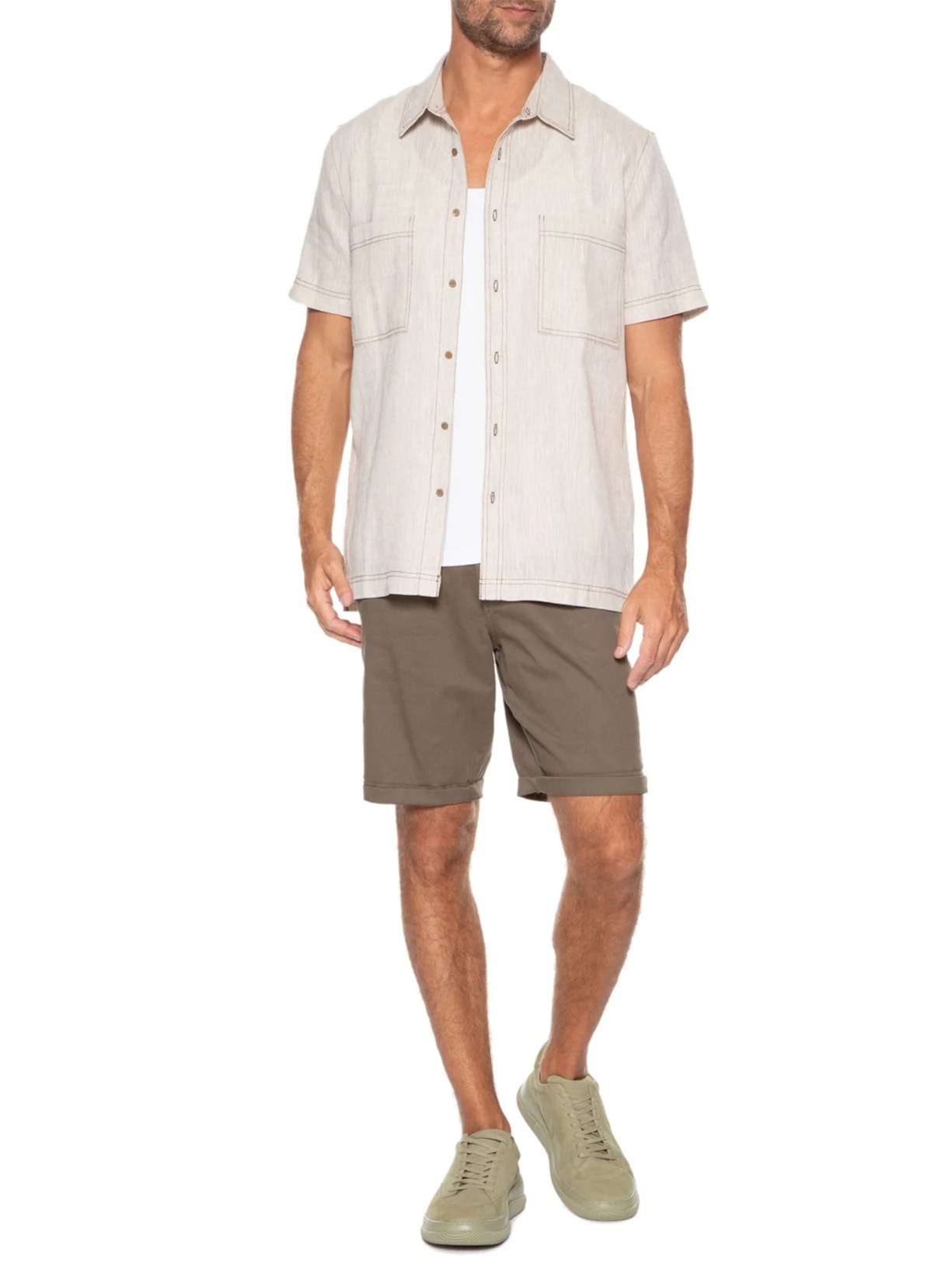 Tênis Masculino Hybrid Laces Nobuck Monochromatic Bege Osklen