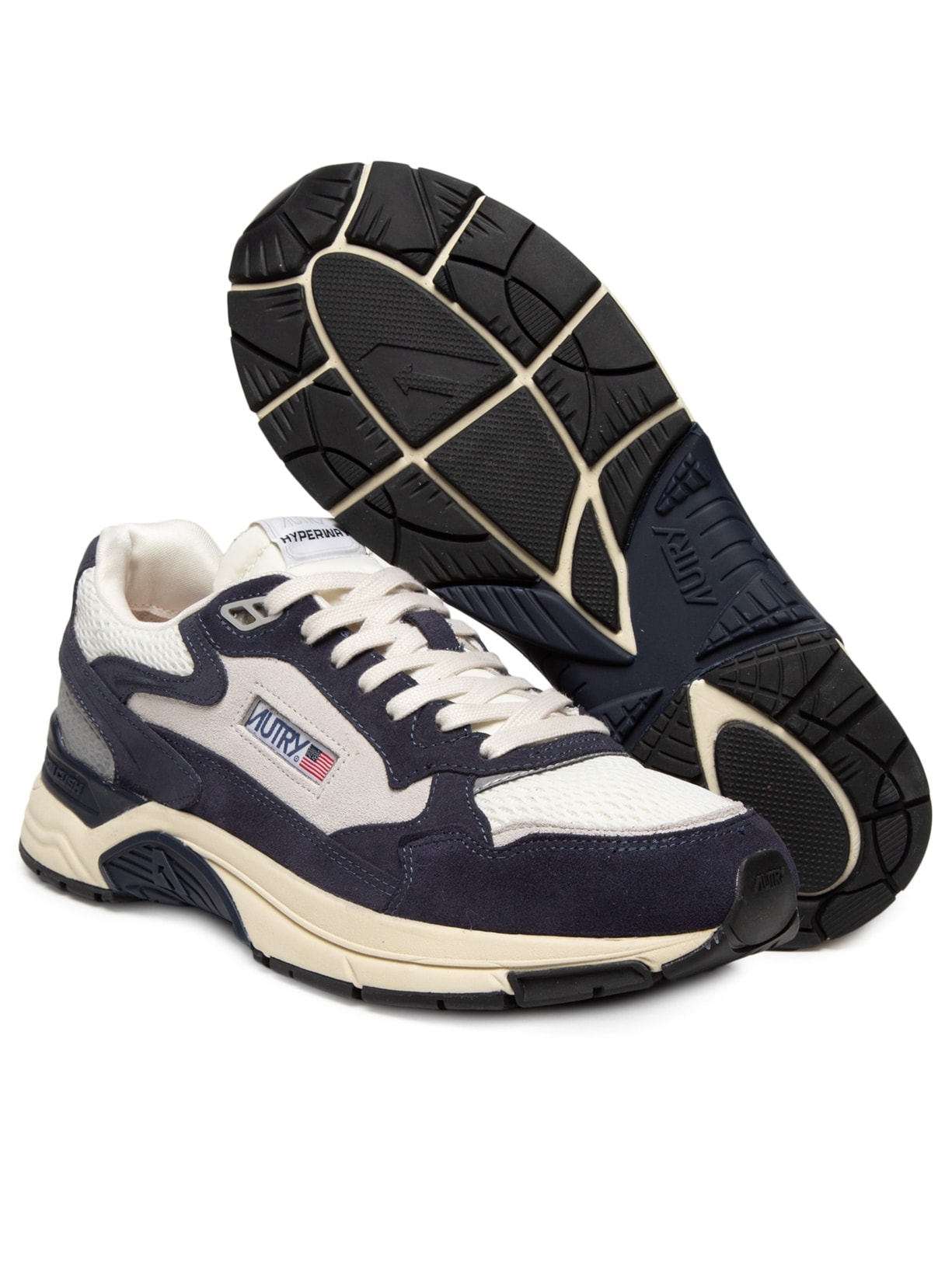 Tênis Masculino Hyperway Low Man Suede Bicolor Mesh Azul Autry